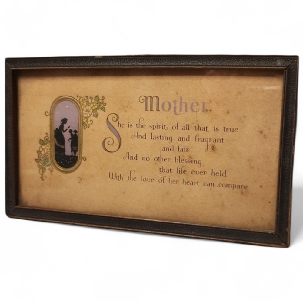 Vintage Framed “Mother” Framed Poem – Silhouette Art